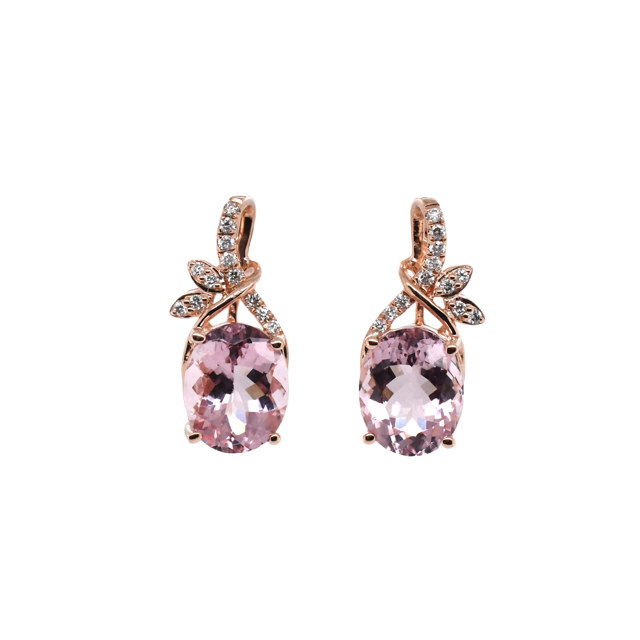 Jewelry-Pink Morganite Oval 4.85 Carat With Accented Diamond Stud